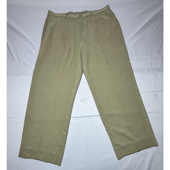 Tommy Bahama Men's Khaki Pleated Silk Pants - Size 35x30 - Picture 1 of 6